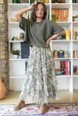 Ramone Marble Mesh Midaxi Skirt Khaki